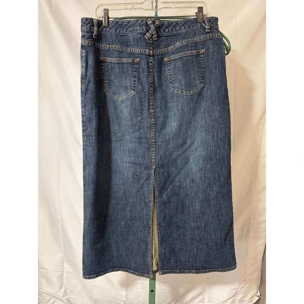 Vintage Eddie Bauer Long Denim Skirt Womens 12 Blue Jean Midi Y2K k